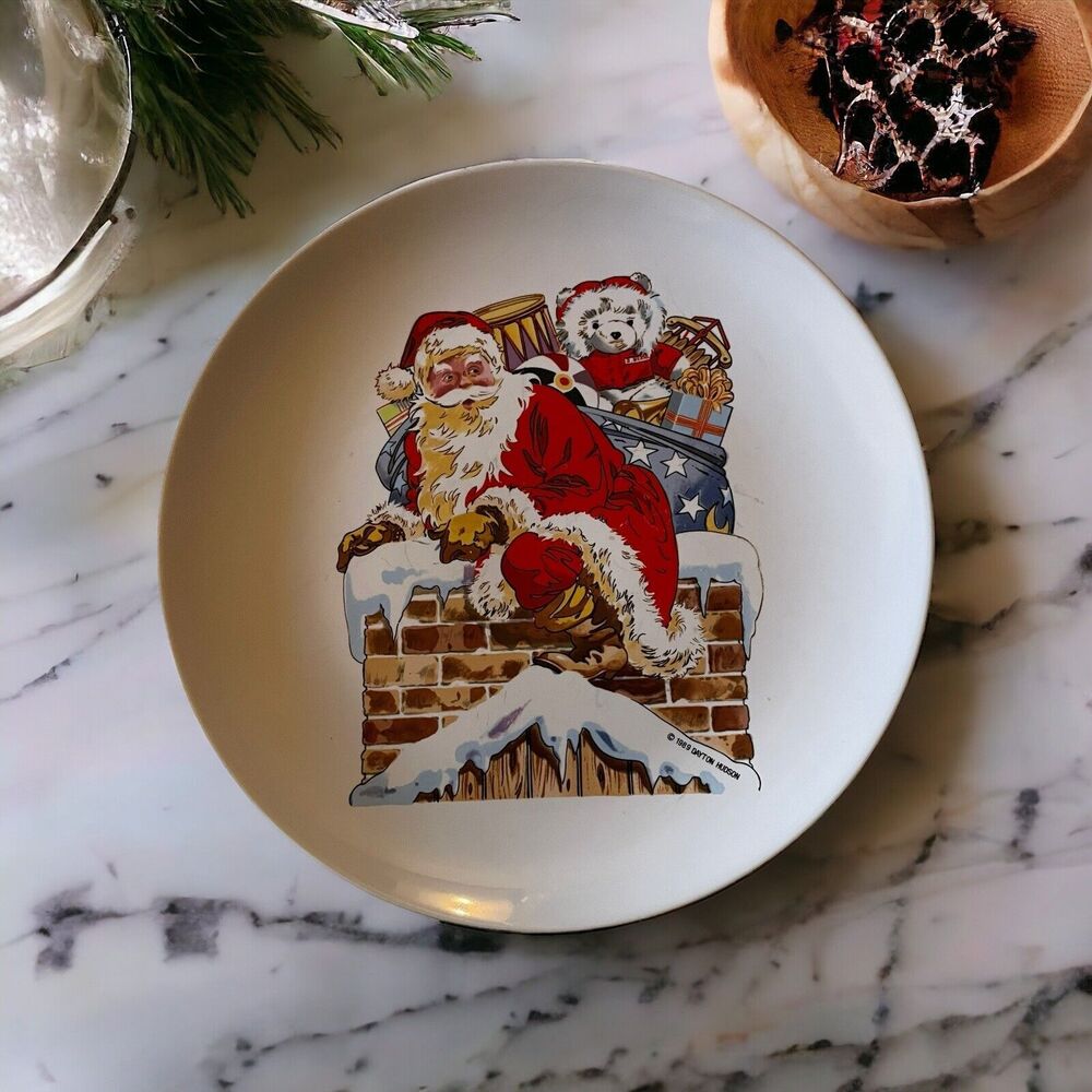 VTG Santa Cookie Plate 1989 Hudson’s Ceramic 7.5”